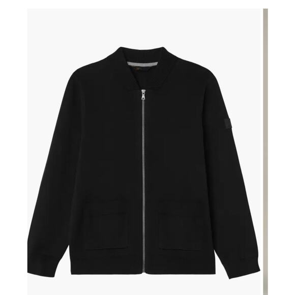 NEW w/tags Rhône Men’s Navigator Knit Bomber Large Black Full Zip Jacket Sweater - Picture 1 of 11